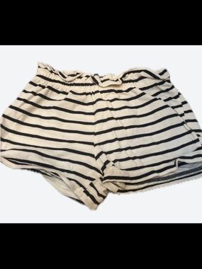 mini mioche Girls' Black & White Stripe Shorts - Casual Elastic Waist